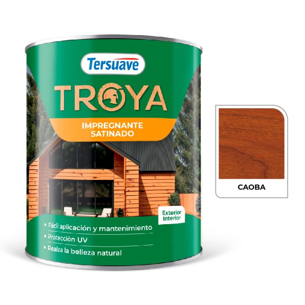 Impregnante Para Madera Satinado Caoba 1 L Troya Tersuave