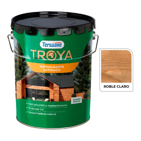 Impregnante Para Madera Satinado Roble 20L Troya Tersuave