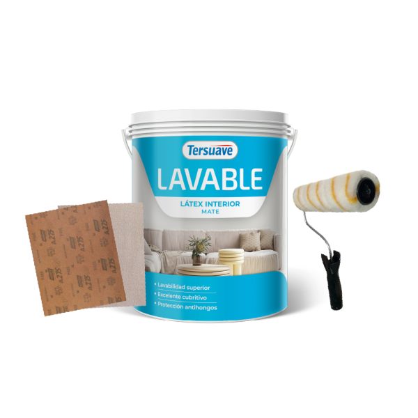 KIT07 LAVABLE TERSUAVE 4L + ROD. 17CM. + 3 LIJAS