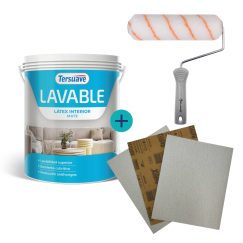 Kit07 - Látex Interior Tersuave Lavable Mate 4 L + Rodillo Antigota 7" Rollingdog + 3 Lijas Rapifix 120