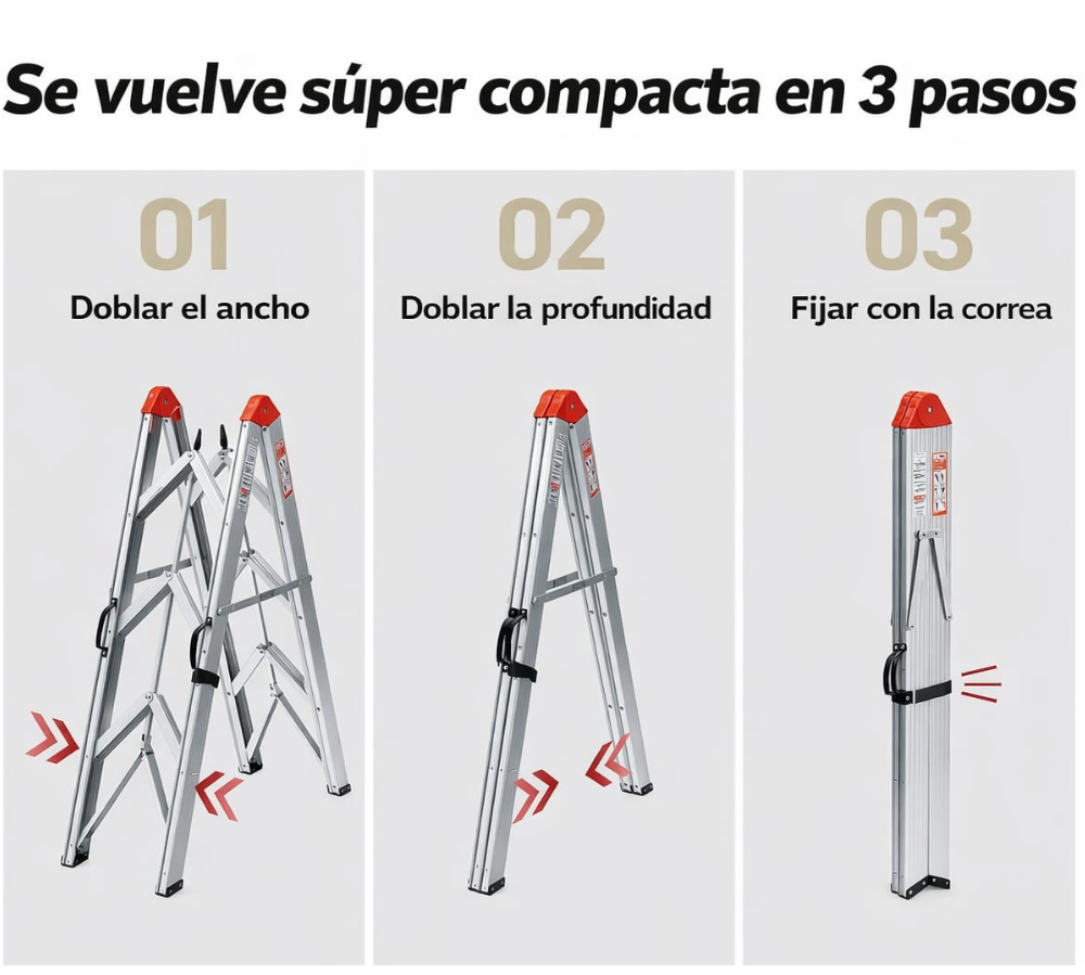 Escalera Aluminio Compacta 4 Escalones Barcol 3 Escalera Aluminio Compacta 4 Escalones Barcol - Imagen 3