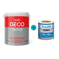Kit10 - Impermeabilizante Tersuave Deco Techos 4 kg + Venda de Fibra Sintética 10 cm x 25 m