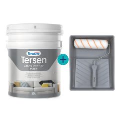 Kit12 - Látex Interior Tersen Tersuave Blanco Mate 10 L + Set Rodillo (12mm), Bandeja Rollingdog