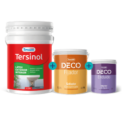 Kit13 - Látex Tersinol Interior 20 L. + DECO Fijador Sellador 4 L. + DECO Enduido Interior 1 K. Tersuave.